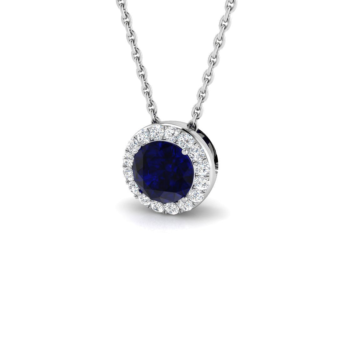 18ct White Gold 0.88ct Blue Sapphire Pendant