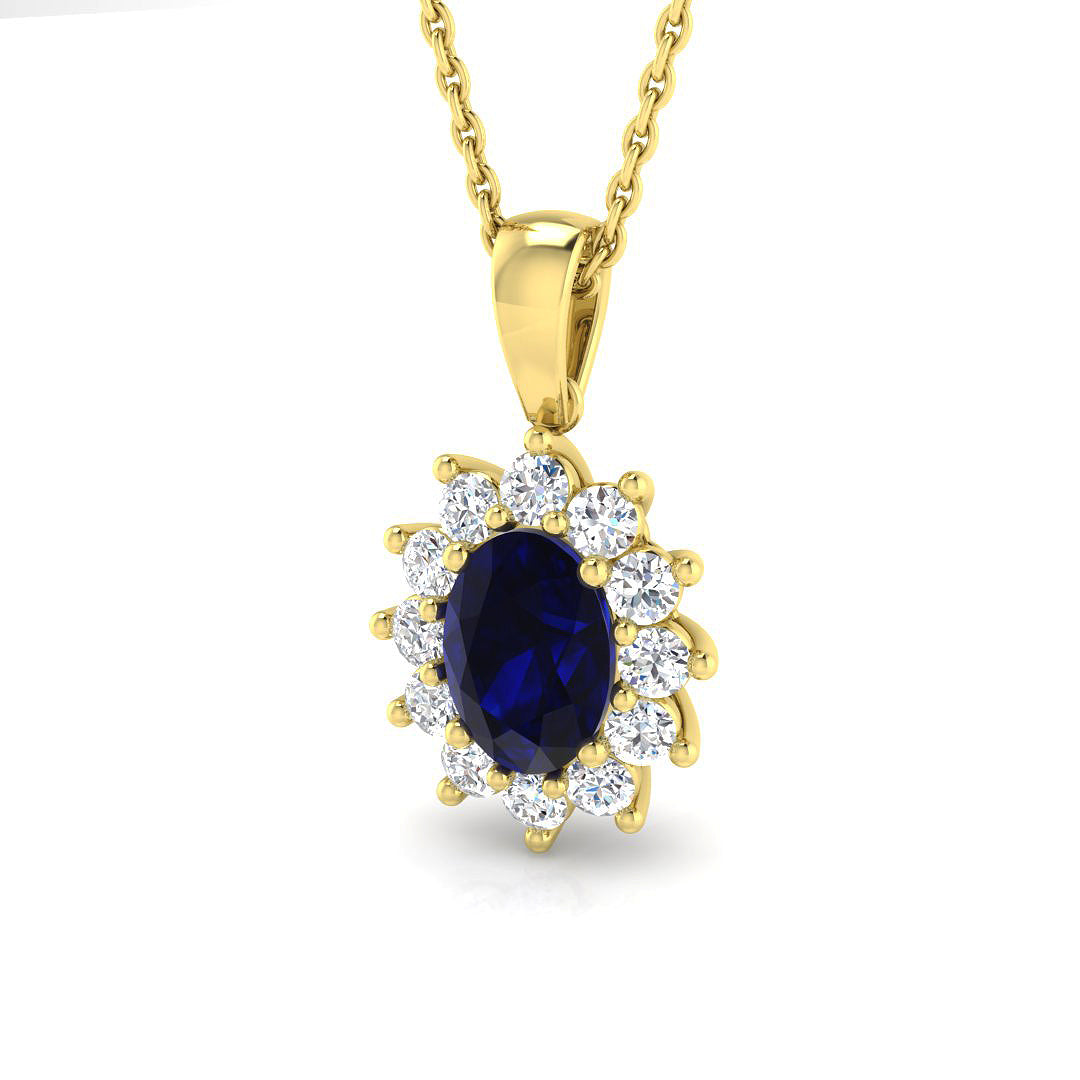 18ct Yellow Gold 1.20ct Blue Sapphire Pendant