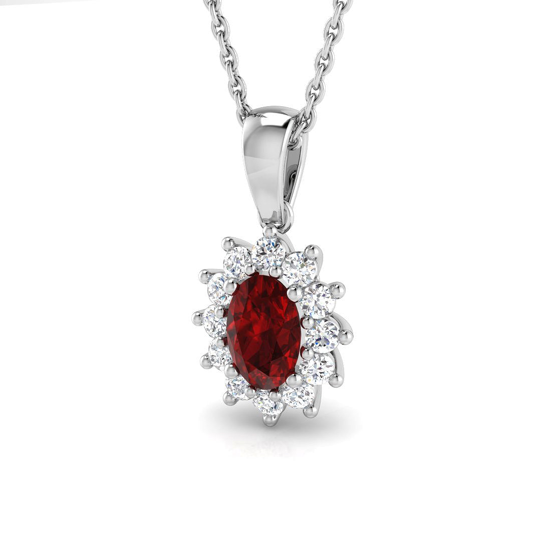 9ct White Gold 0.93ct Ruby Pendant