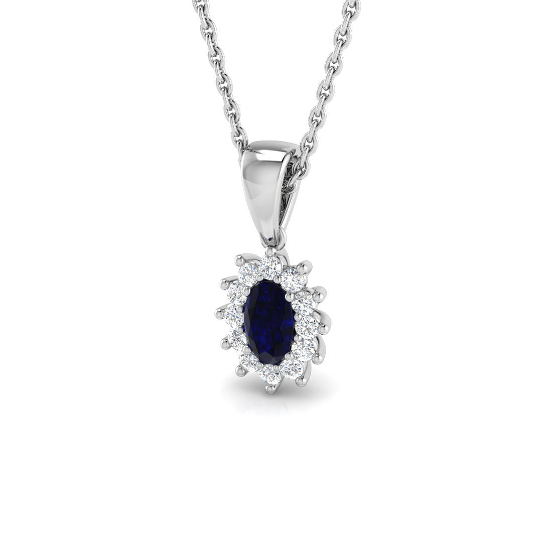 18ct White Gold 0.44ct Blue Sapphire Pendant