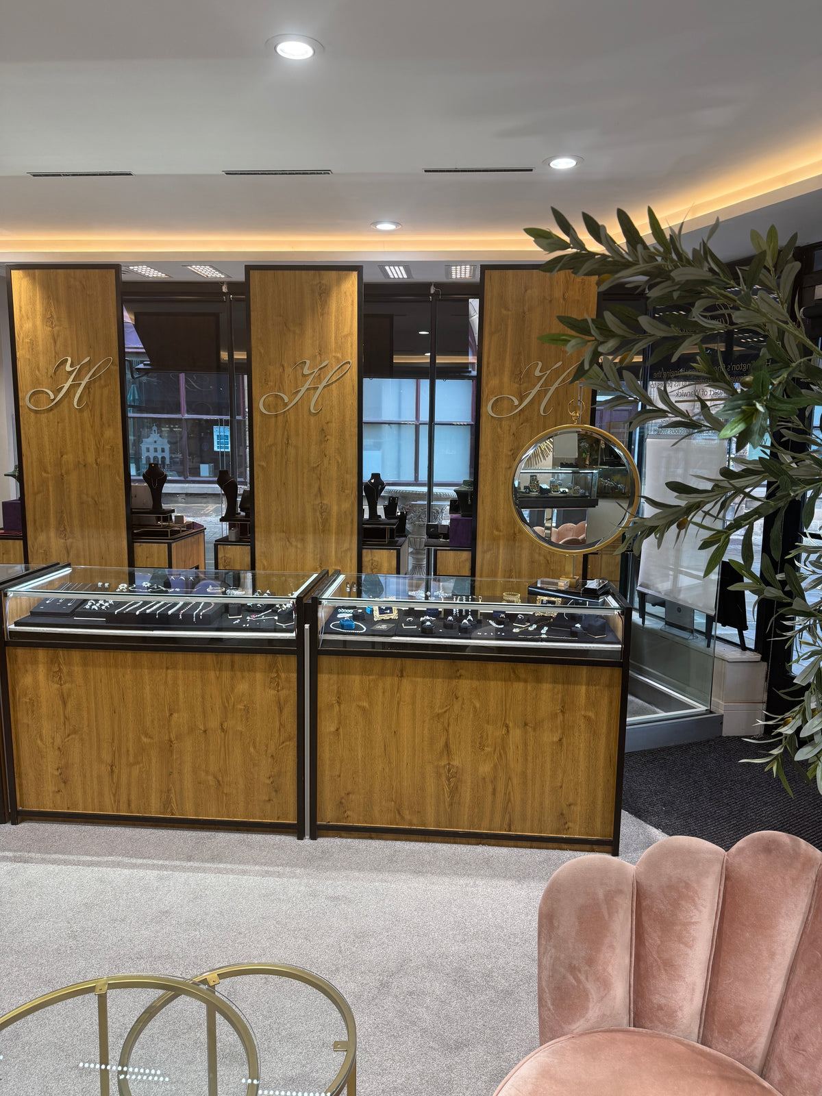 The Warwick Showroom - wood cabinetry and Hamlington's branding