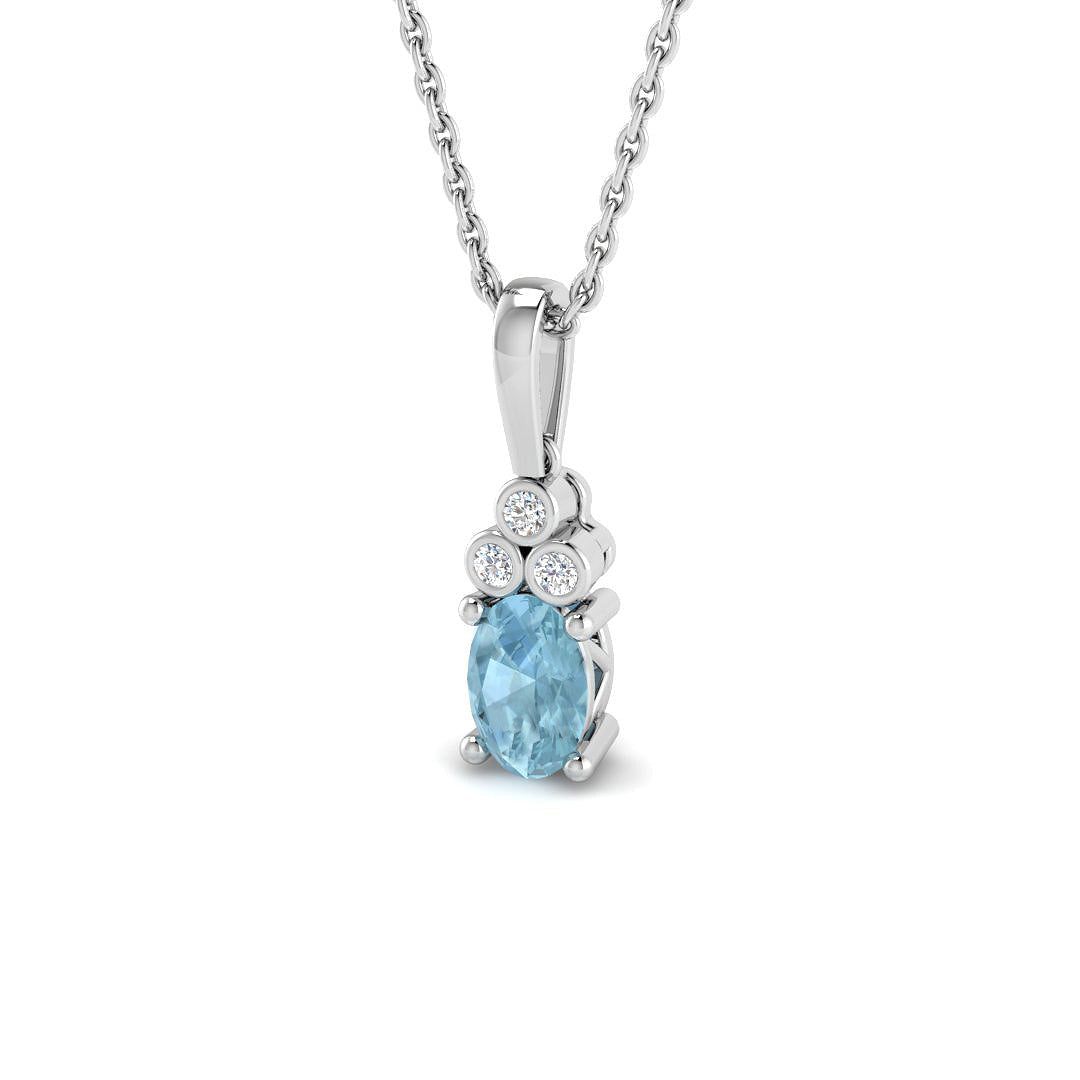 9ct White Gold 0.44ct Aquamarine Pendant
