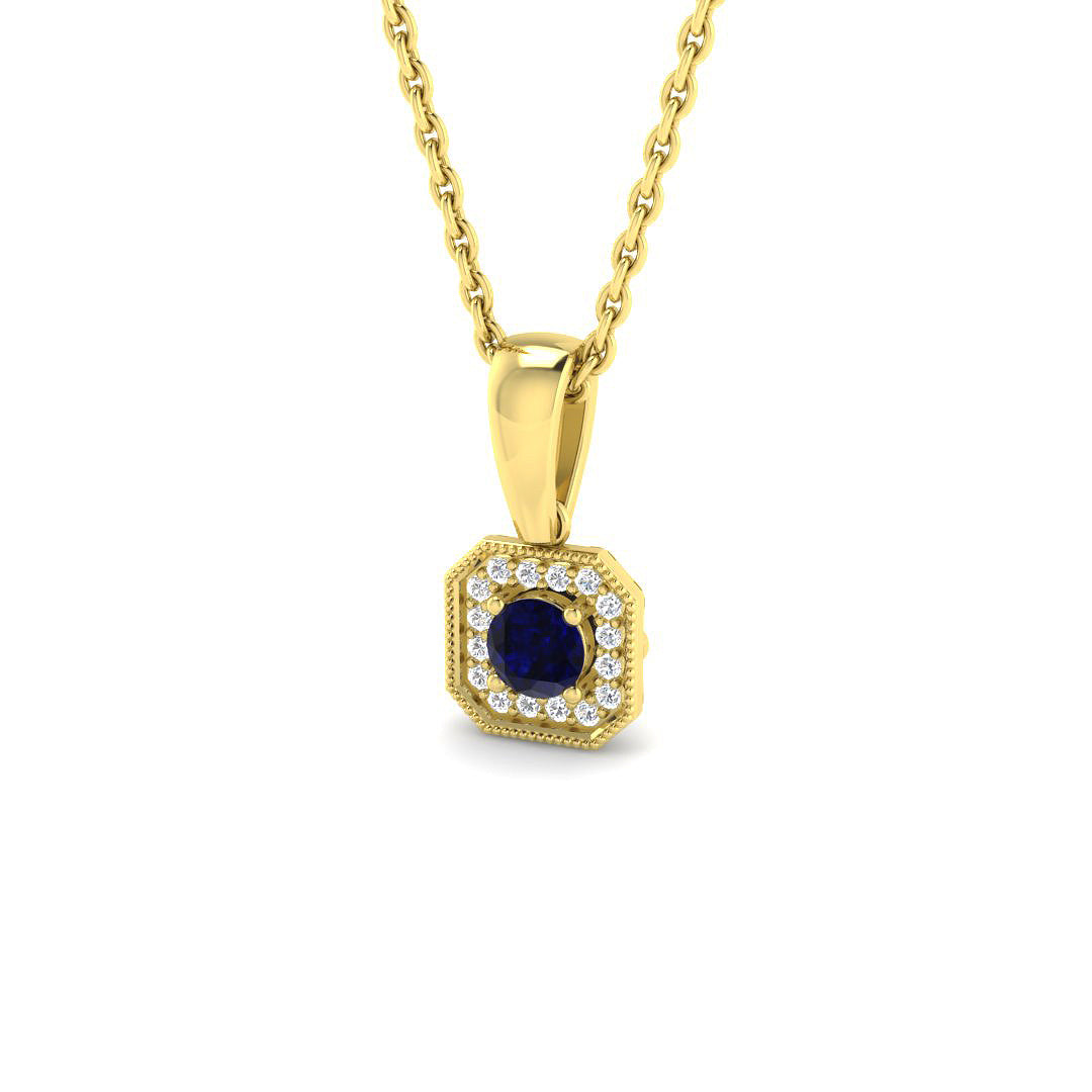 9ct Yellow Gold 0.16ct Blue Sapphire Pendant