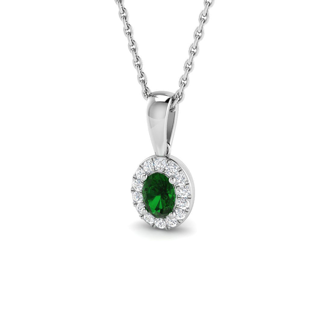 9ct White Gold 0.31ct Emerald Pendant