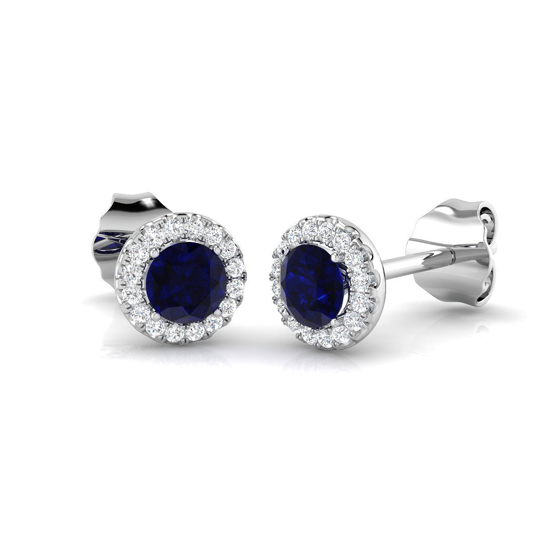 9ct White Gold 0.53ct Blue Sapphire Earrings
