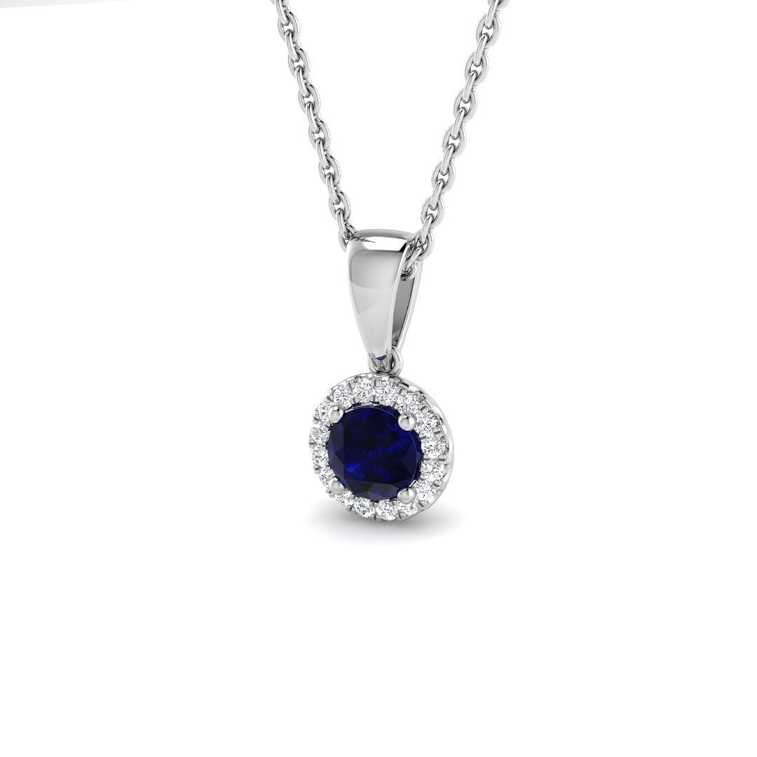 9ct White Gold 0.37ct Blue Sapphire Pendant