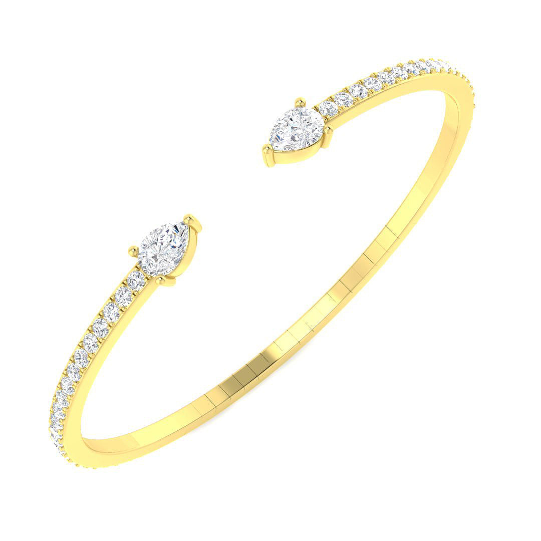 9ct Yellow Gold 2.67ct Laboratory Grown CVD Bangle