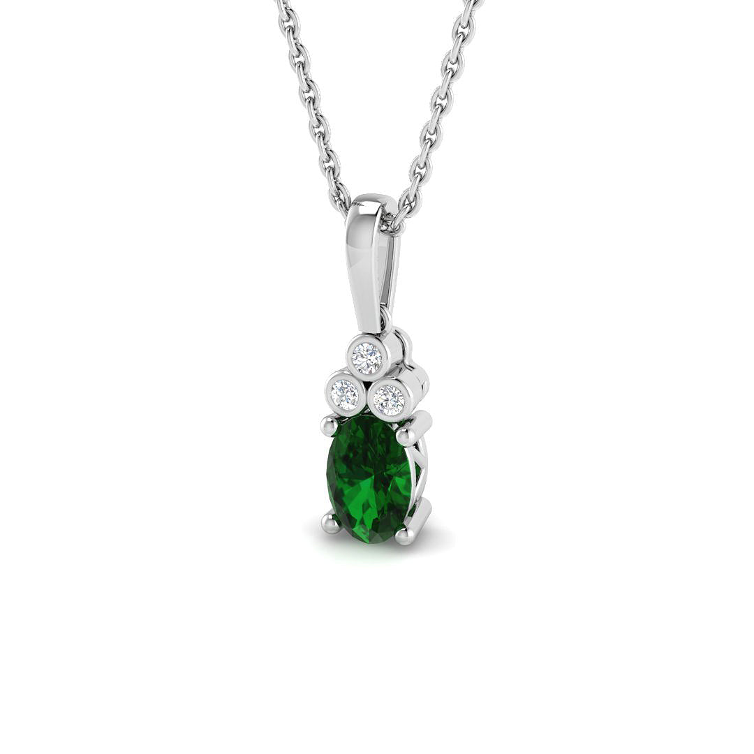 9ct White Gold 0.50ct Emerald Pendant