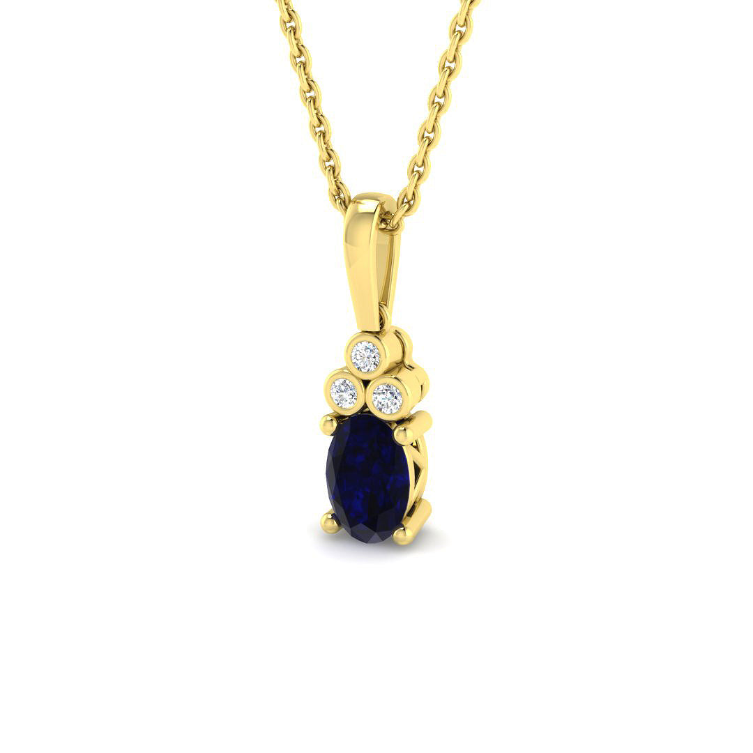9ct Yellow Gold 0.60ct Blue Sapphire Pendant