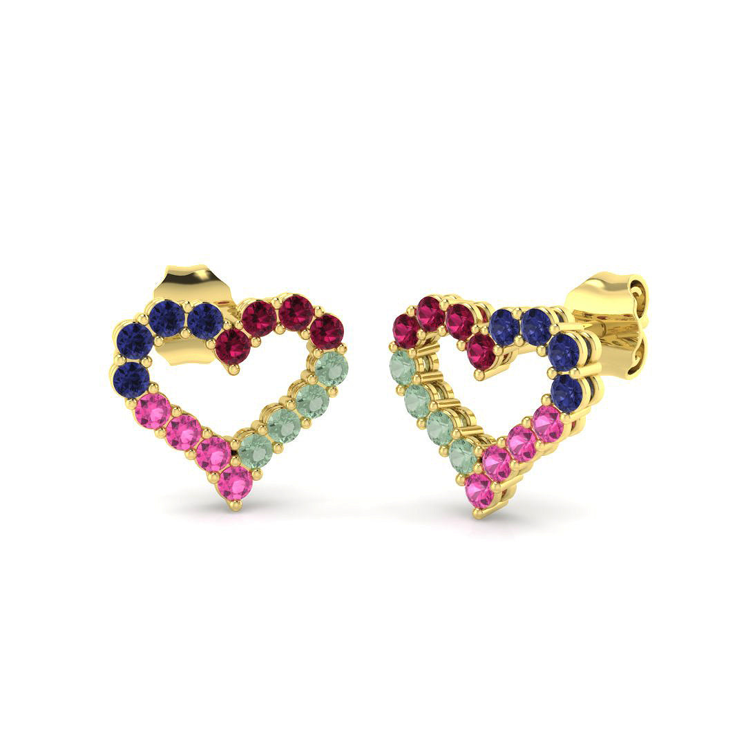 9ct Yellow Gold 0.66ct Multi Sapphire Earrings