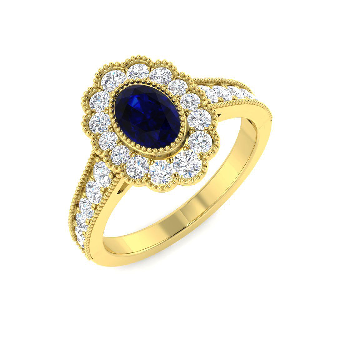 9ct Yellow Gold 1.26ct Blue Sapphire Ring