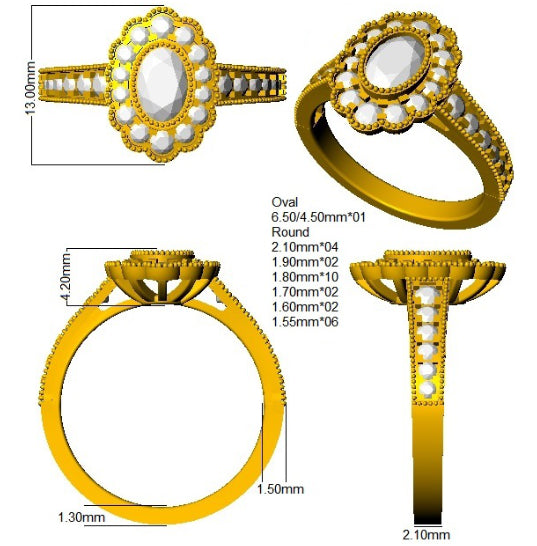 9ct Yellow Gold 1.26ct Blue Sapphire Ring