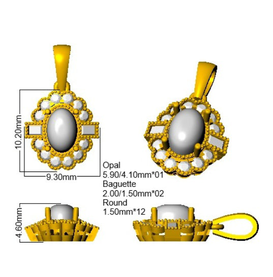9ct Yellow Gold 0.49ct Opal Pendant