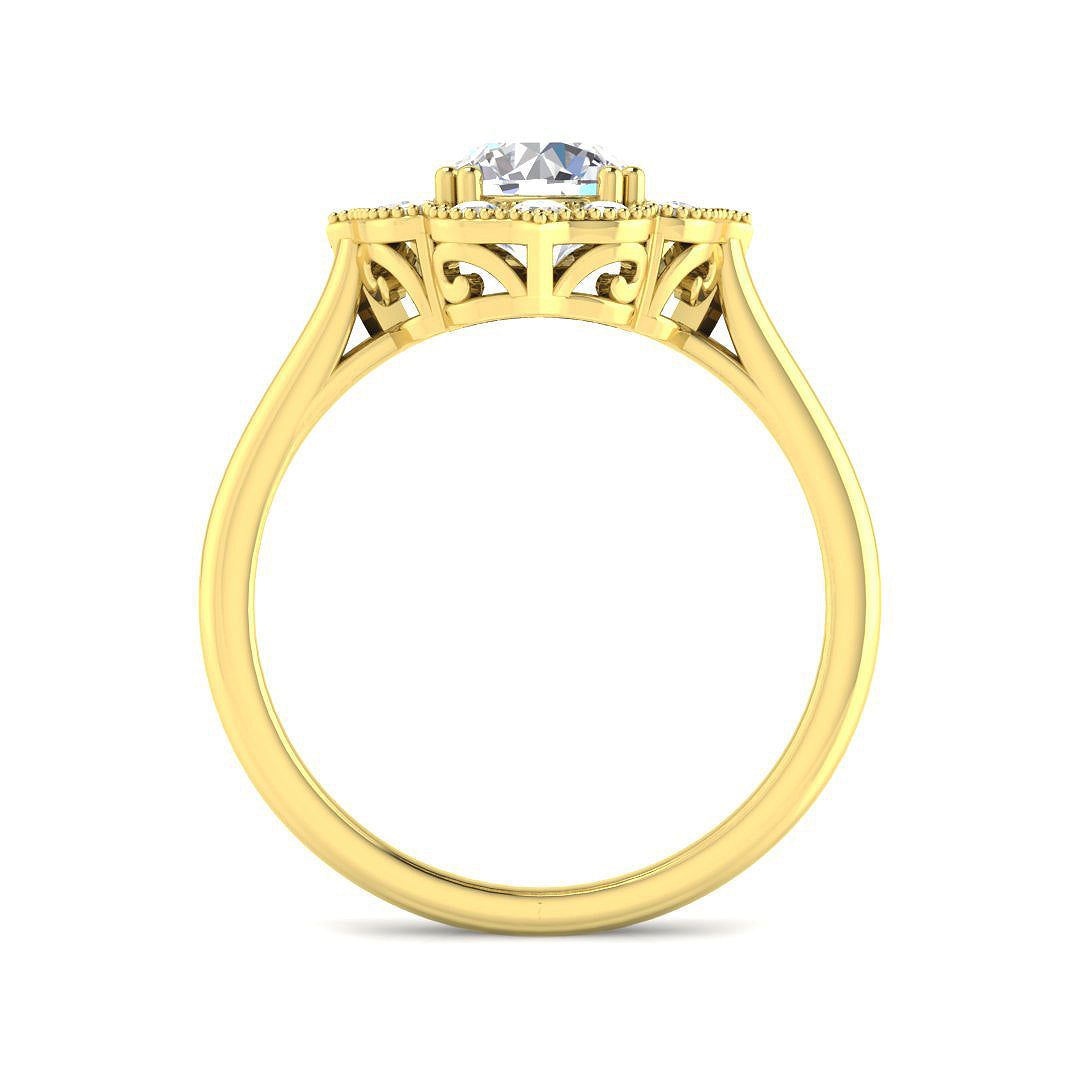 9ct Yellow Gold 1.39ct E VVS2 Laboratory Grown Cvd Old Cut Ring