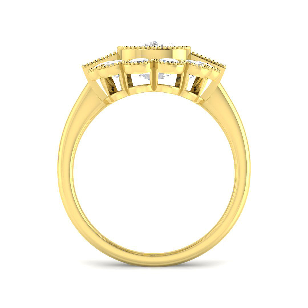 9ct Yellow Gold 4.22ct E VVS2 Laboratory Grown Cvd Old Cut Ring