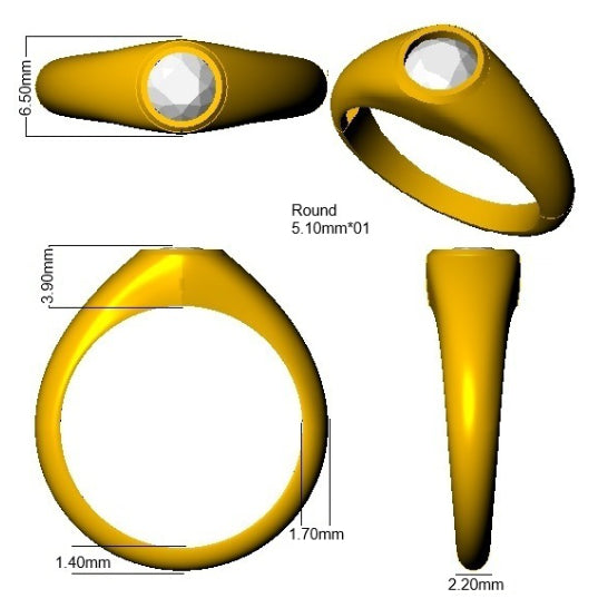 9ct Yellow Gold 0.50ct Laboratory Grown CVD Ring
