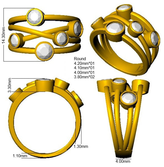 9ct Yellow Gold 1.35ct Laboratory Grown CVD Ring