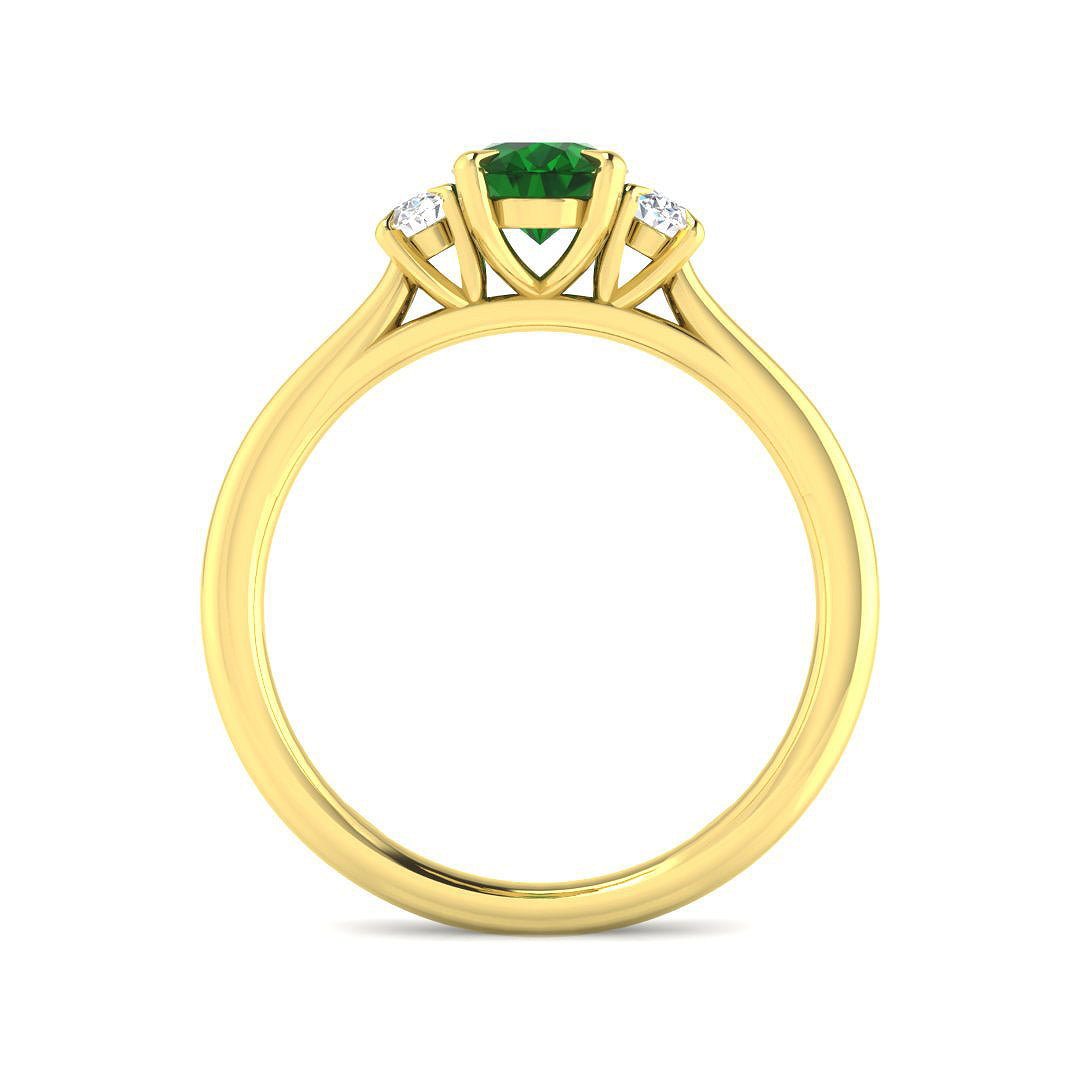 9ct Yellow Gold 0.99ct Laboratory Grown Lab Columbian Emerald Ring