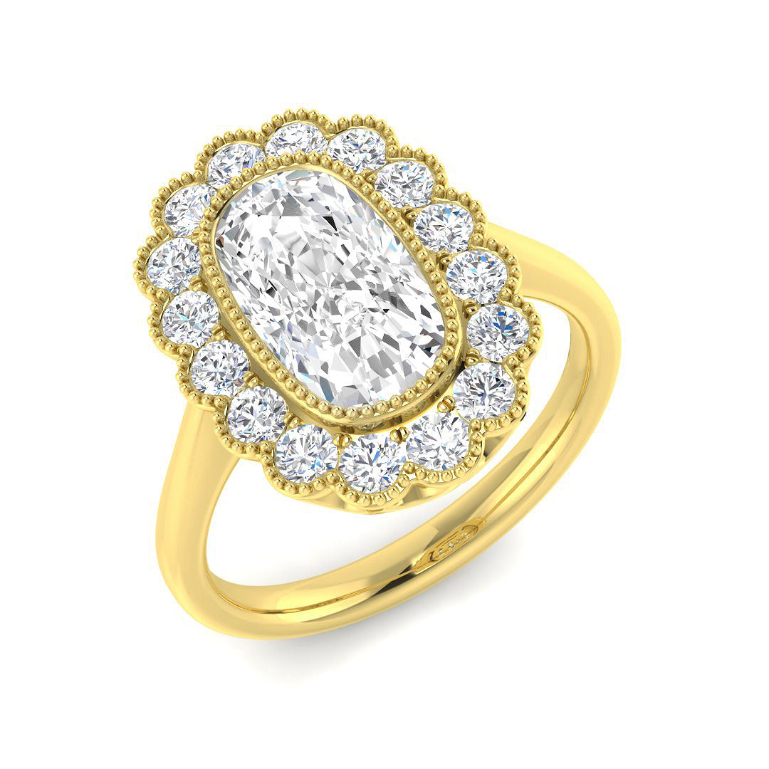 9ct Yellow Gold 2.67ct E VVS2 Laboratory Grown Cvd Old Cut Ring