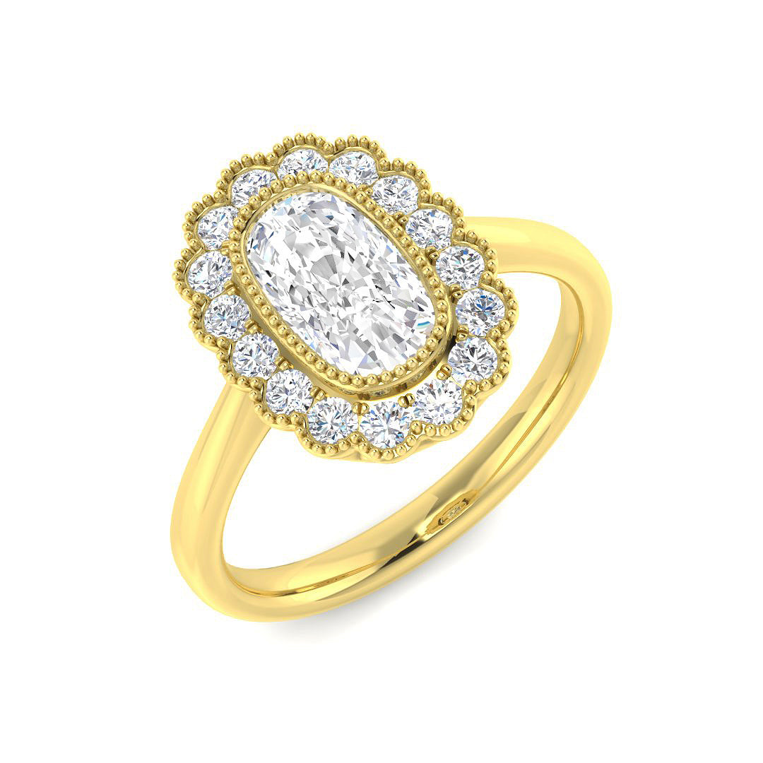9ct Yellow Gold 1.42ct E VVS2 Laboratory Grown Cvd Old Cut Ring