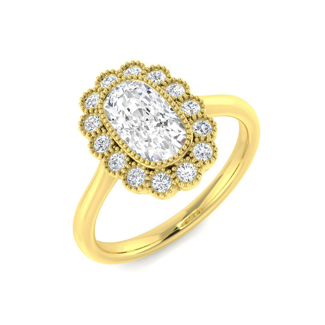 9ct Yellow Gold 1.35ct E VVS2 Laboratory Grown Cvd Old Cut Ring
