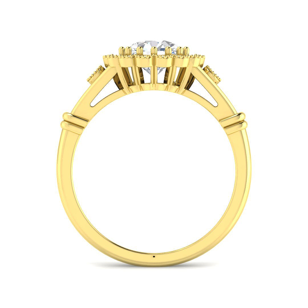 9ct Yellow Gold 1.35ct D VVS2 Laboratory Grown Cvd Old Cut Ring