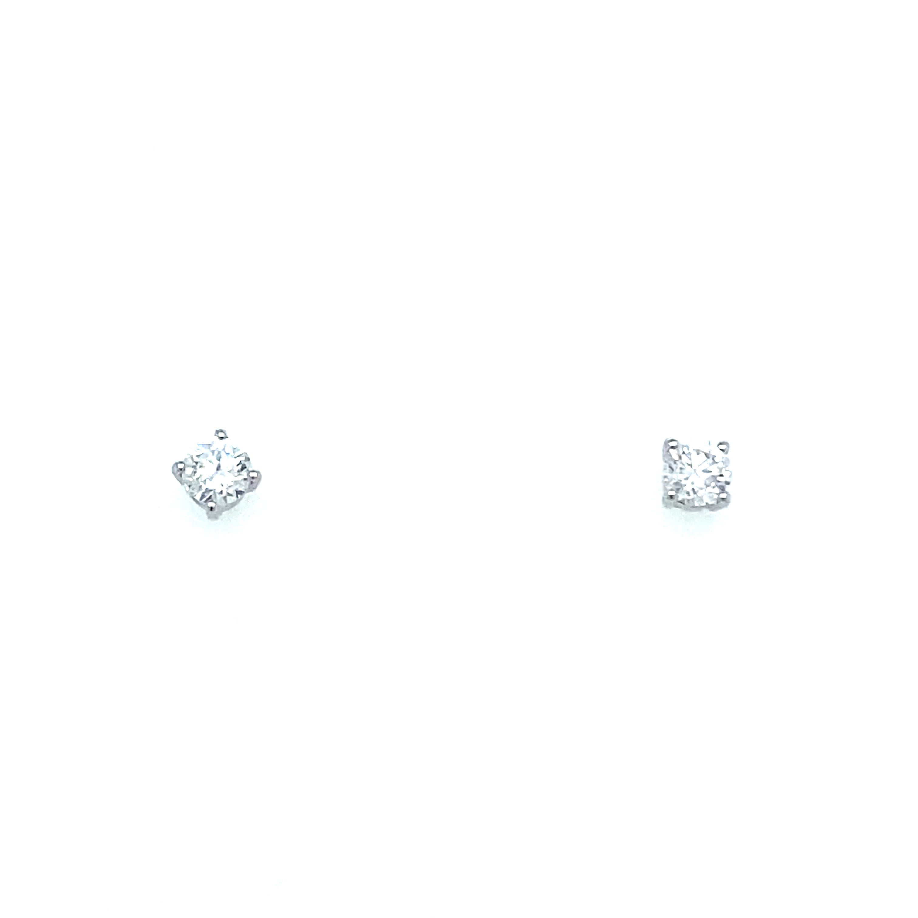 0.44ct Natural Round Brilliant Cut Diamond Stud Earrings Set In 18ct White Gold