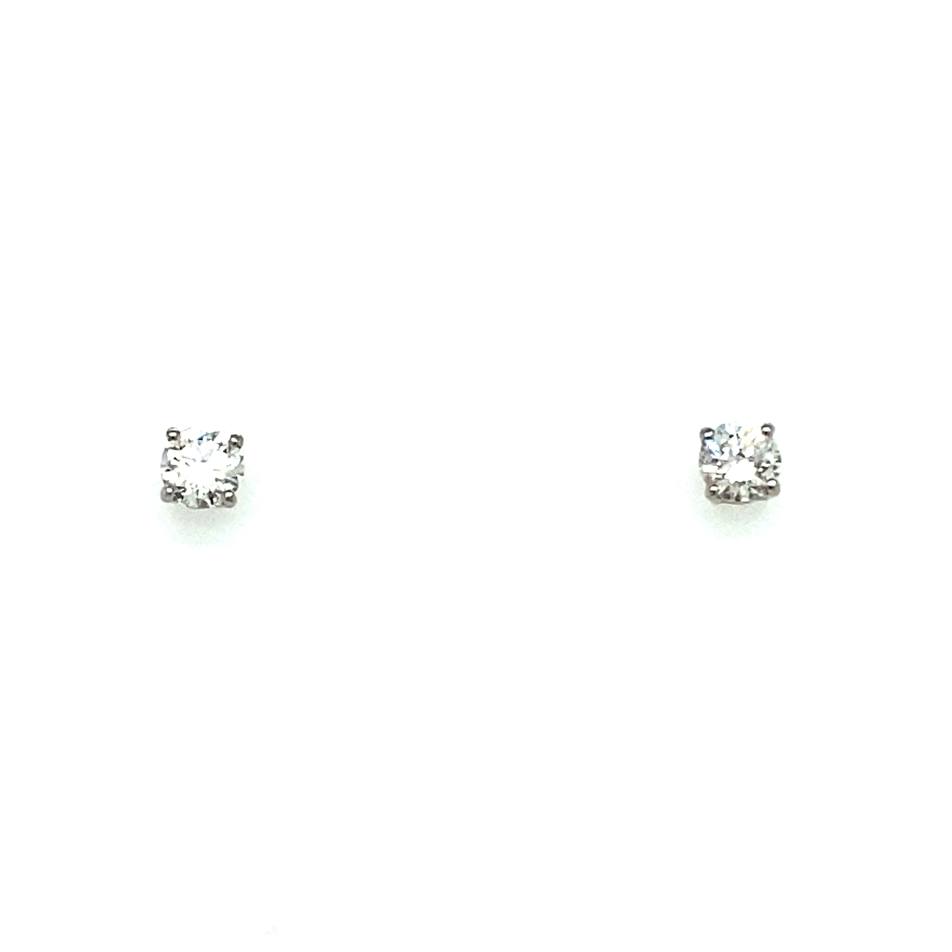 0.41ct Natural Round Brilliant Diamond Stud Earrings Set In 18ct White Gold